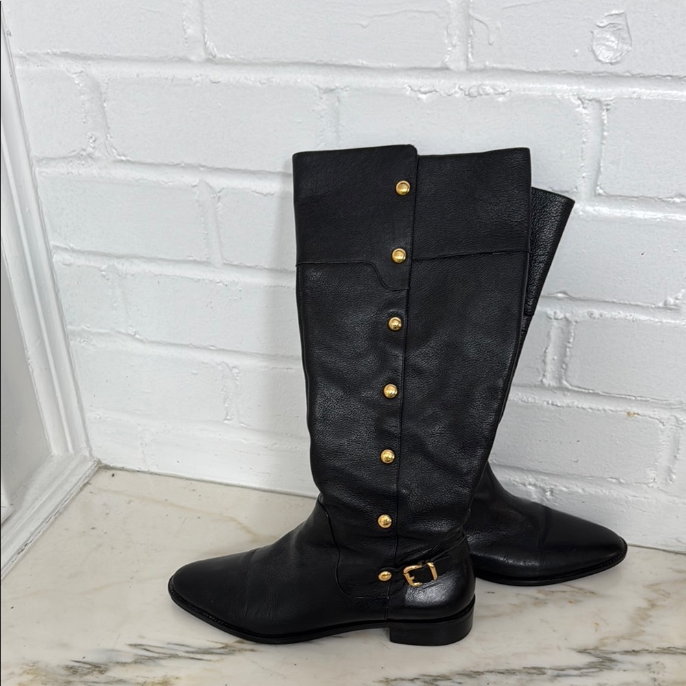 Michael Kors Black and Gold Heeled Boots